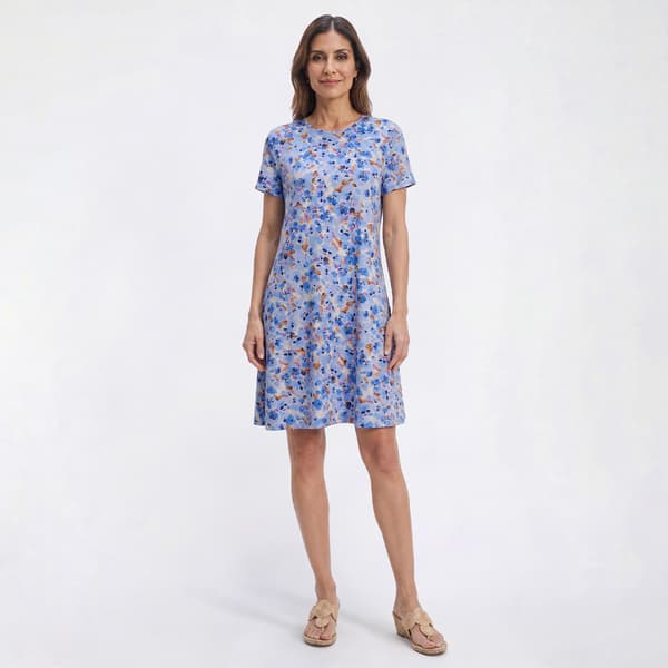 Womens Harlow & Rose Short Sleeve Abstract Floral Shift Dress - image 