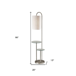 HomeRoots 66in. Silver Tray Table Floor Lamp With Drum Shade