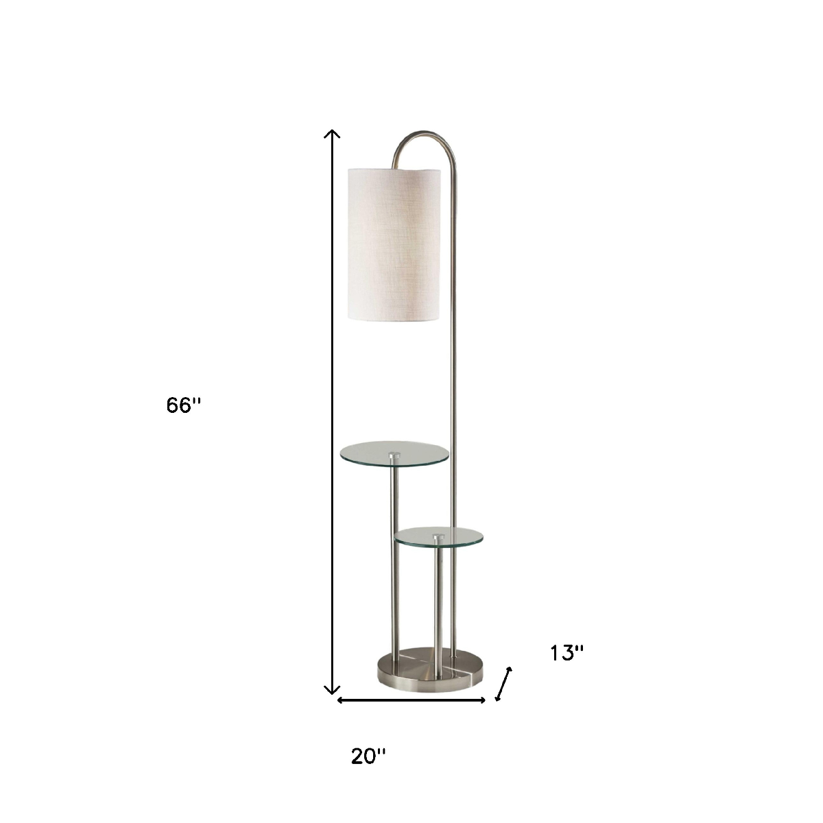HomeRoots 66in. Silver Tray Table Floor Lamp With Drum Shade