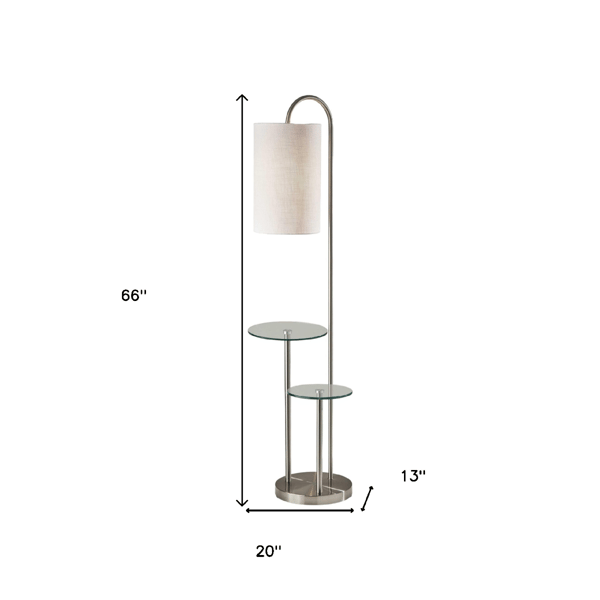 HomeRoots 66in. Silver Tray Table Floor Lamp With Drum Shade