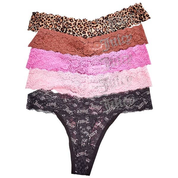 Womens Juicy Couture 5pk. Thong Panties - JC1027-5PKE - image 