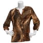 Plus Size Emily Daniels 3/4 Sleeve Foil Feather Split Neck Blouse - image 1