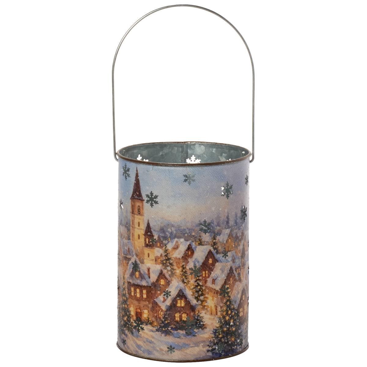 Primitives By Kathy Snowy Village Lantern
