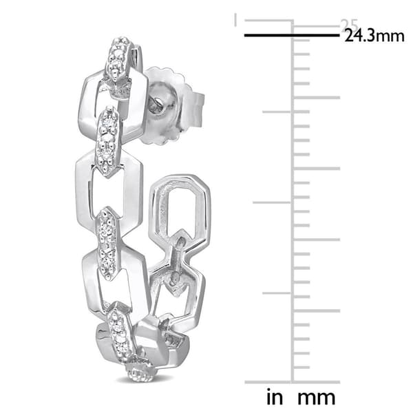 Sophia B Sterling Silver 1/7ct. Diamond 3/4 Chain Hoop Earrings