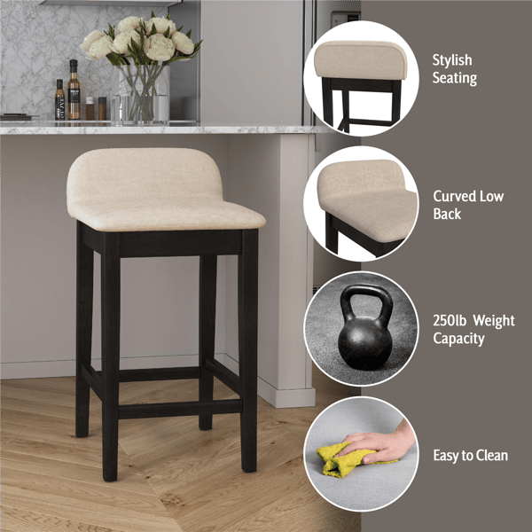 HH2 Home Maydena Wood Counter Height Stool