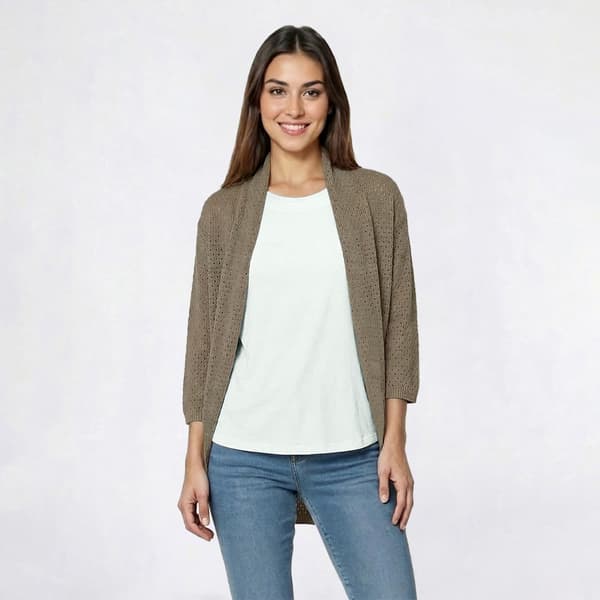 Womens Hasting & Smith 3/4 Shawl Collar Open Front Cardigan