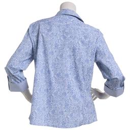 Petite Emily Daniels Paisley Knit To Fit Button Front Blouse