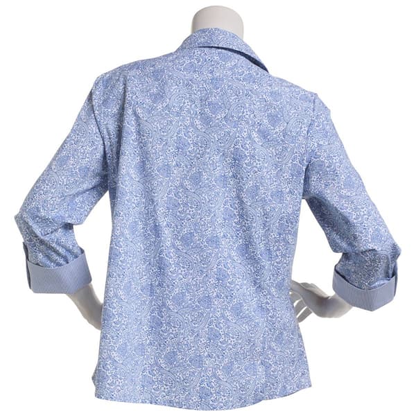 Womens Emily Daniels Paisley Knit To Fit Button Front Blouse