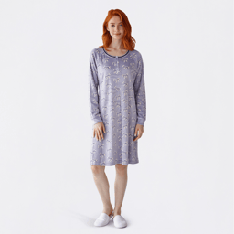 Petite Goodnight Kiss Long Sleeve Bows Velour Henley Nightshirt