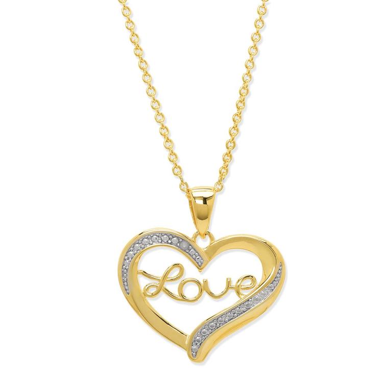 Accents by Gianni Argento Diamond Love Script In Heart Pendant