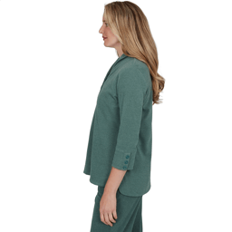 Womens Ruby Rd. Premium Luxe Rib 3/4 Sleeve V-Neck Sweater