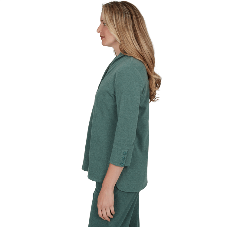 Womens Ruby Rd. Premium Luxe Rib 3/4 Sleeve V-Neck Sweater