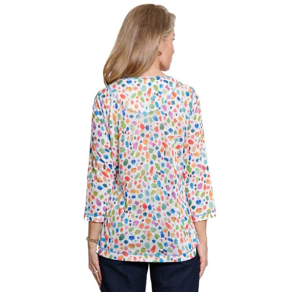 Plus Size Ali Miles 3/4 Sleeve Watercolor Dot Blouse