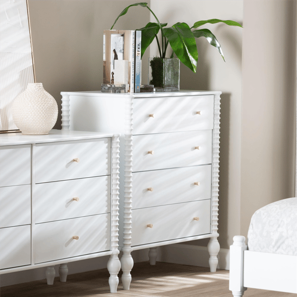 Baxton Studio Callison Spindle 4-Drawer Vertical Chest