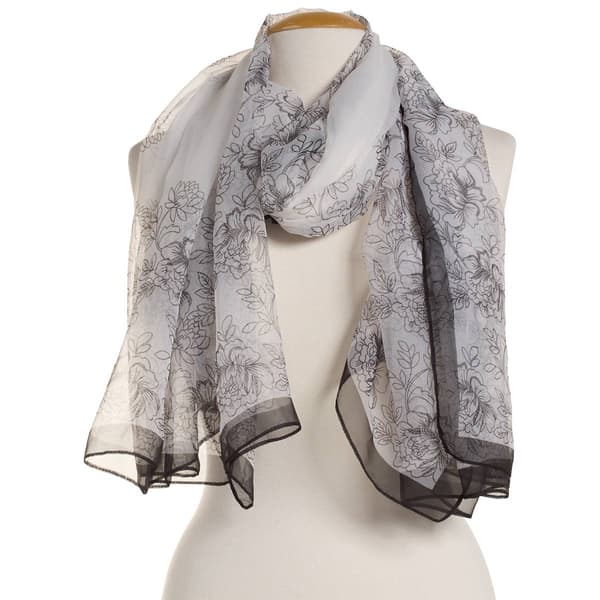 Womens Renshun Silky Floral Oblong Scarf - image 