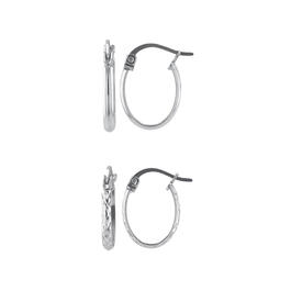 2pr. Polished & Diamond Cut Sterling Silver Hoop Earrings