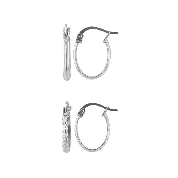 2pr. Polished & Diamond Cut Sterling Silver Hoop Earrings - image 