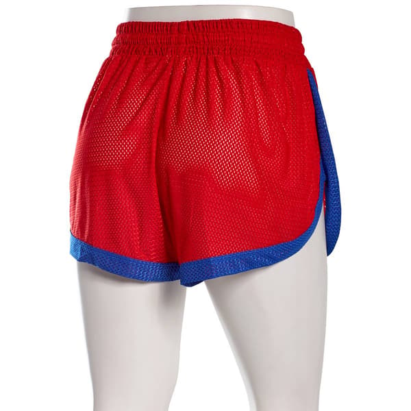 Juniors Jolie & Joy Sporty Mesh Americana Dolphin Shorts- Salsa