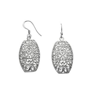 Marsala Fine Silver Plated Oblong Filigree Earrings