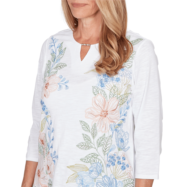 Womens Alfred Dunner St. Augustine Blooming Floral Keyhole Blouse