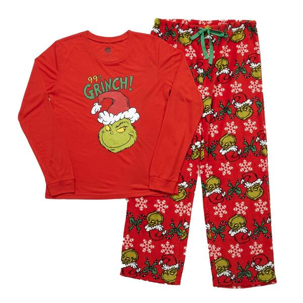 Womens Holiday Traditions 99% Grinch Pajama Set - image 