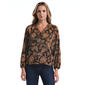 Womens Rafaella(R) Paisley O-Trim V-Neck Puff Sleeve Blouse - image 1