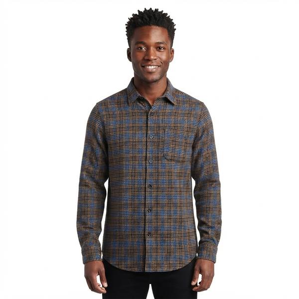 Mens Mountain Ridge Long Sleeve Flannel Shirt - Blue/Black