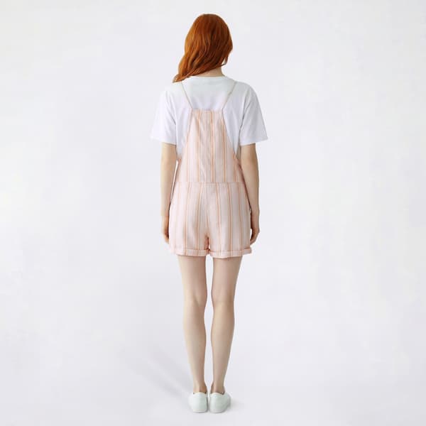 Juniors No Comment Linen Like Stripe Cuff Romper