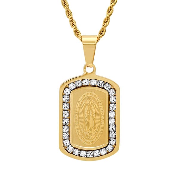Mens Steeltime Lady of Guadalupe Pendant Necklace