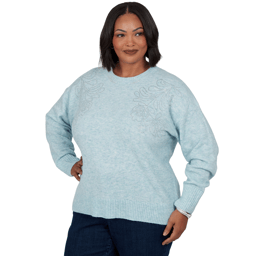 Plus Size Emaline Holiday Festivities Floral Embellished Sweater