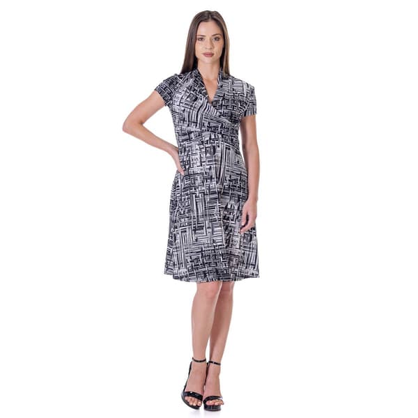 Womens 24/7 Comfort Apparel Geometric Knee Length Wrap Dress