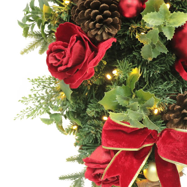 Puleo International Pre-Lit Adorned Red & Gold Banister Swag