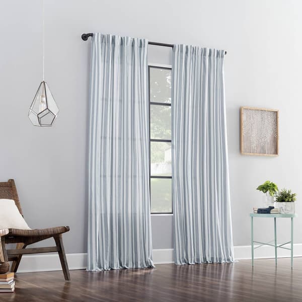 Denza Woen Global Slub Sheer Back Tab Panel Curtains