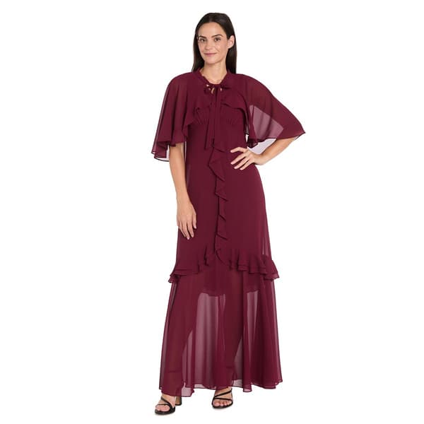 Womens R&M Richards Ruffled Evening Gown with Overlay - image 