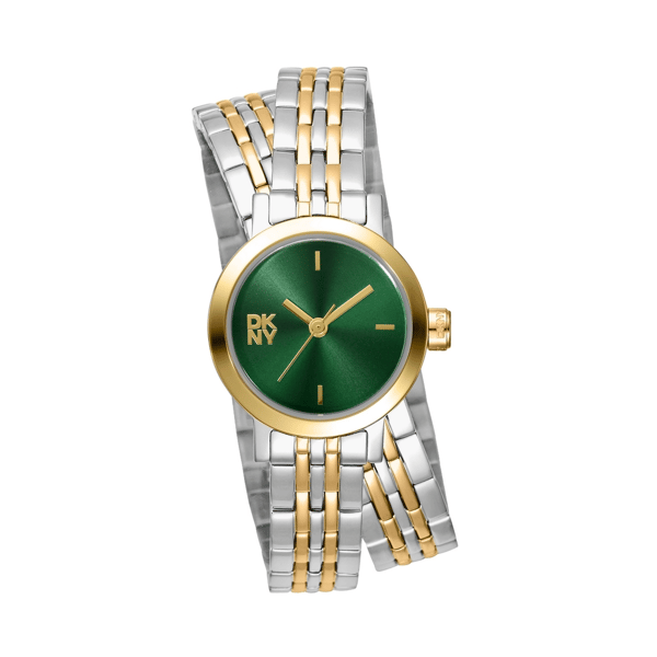 Womens DKNY Mini Green Dial Two-Tone Double Watch - DK1L176M0075