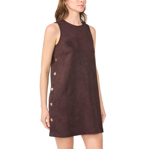 Womens MSK Sleeveless Side Button Trim Suede Dress - image 