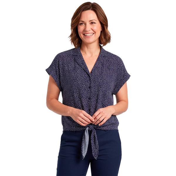 Womens Adrianna Papell Extend Sleeve Tie Front Dot Blouse - image 