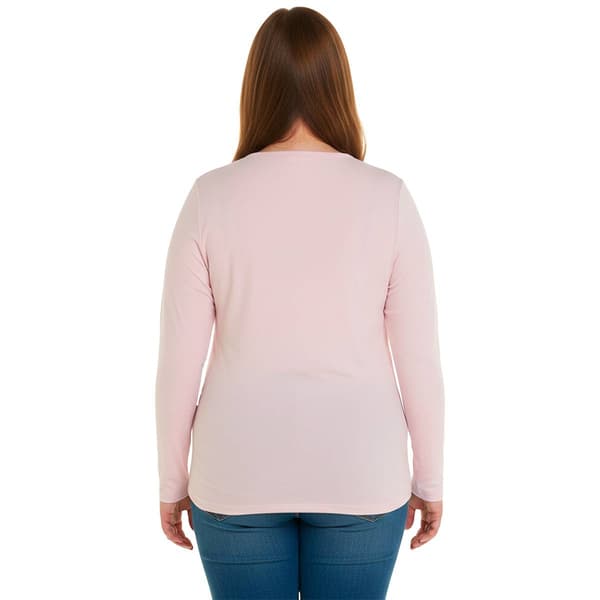 Juniors Plus 7th & Hudson Long Sleeve Double Layer V-Neck Tee