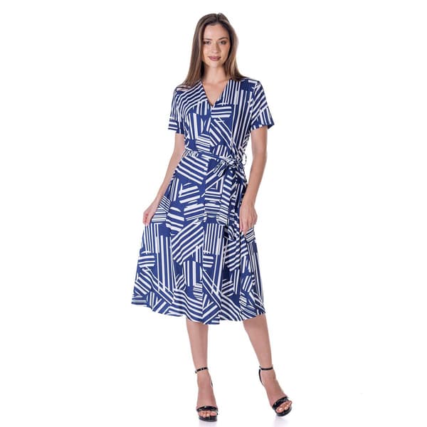Womens 24/7 Comfort Apparel Tie Waist Midi Dress