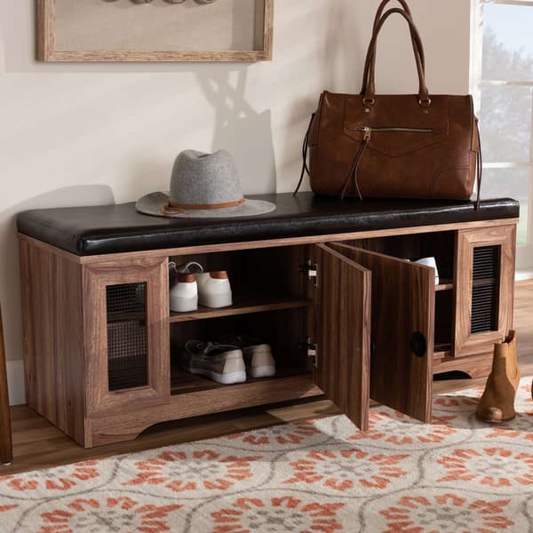 Baxton Studio Valina 2 Door Wood Shoe Storage Bench