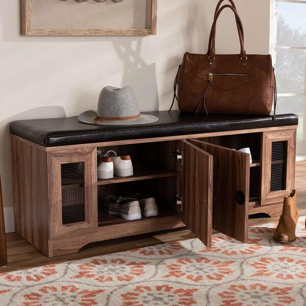 Baxton Studio Valina 2 Door Wood Shoe Storage Bench - image 