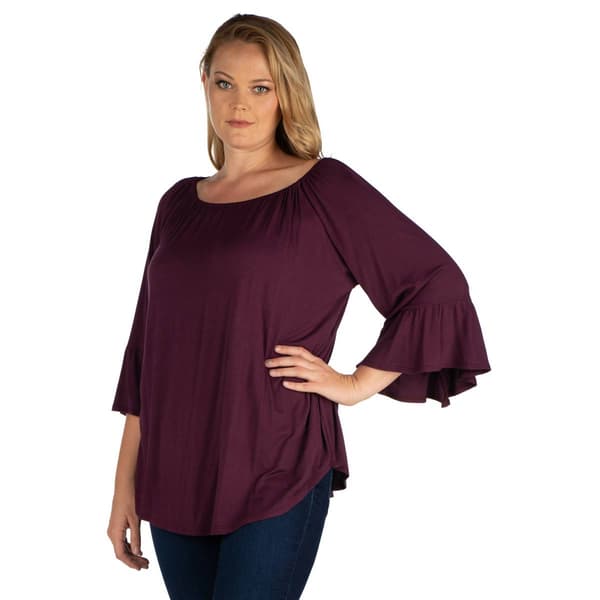 Plus Size 24/7 Comfort Apparel Bell Sleeve Loose Fit Tunic Top