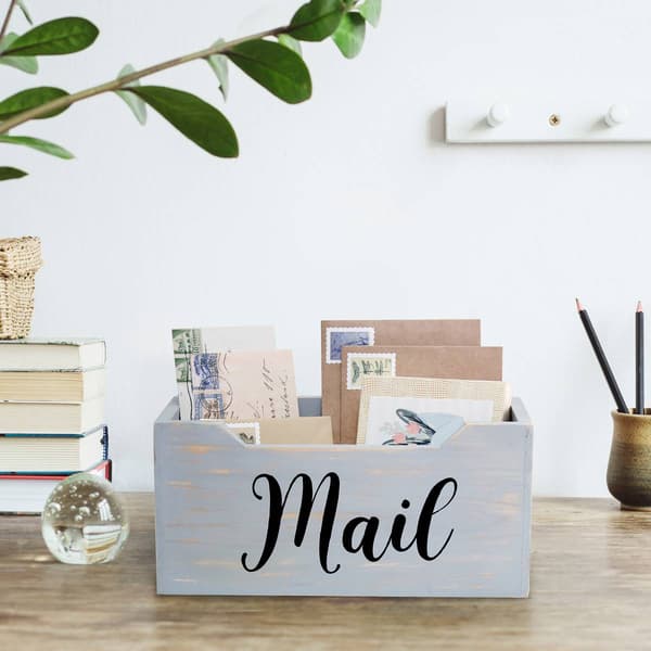 Elegant Designs Farmhouse Wooden Decorative "Mail" Organizer Box