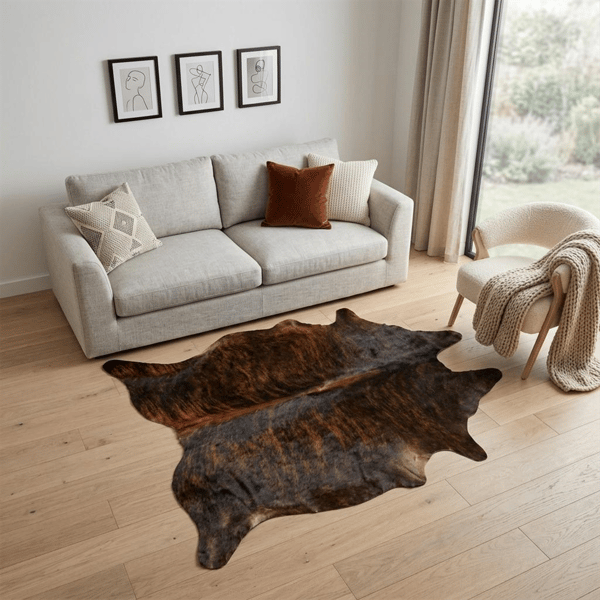 HomeRoots Brown & Black Cowhide Area Rug - image 