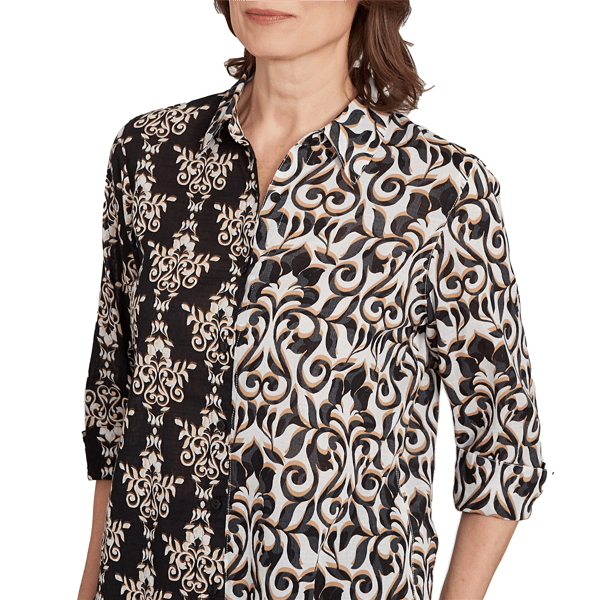 Womens Alfred Dunner Natural Instinct Twin Scroll Button Down