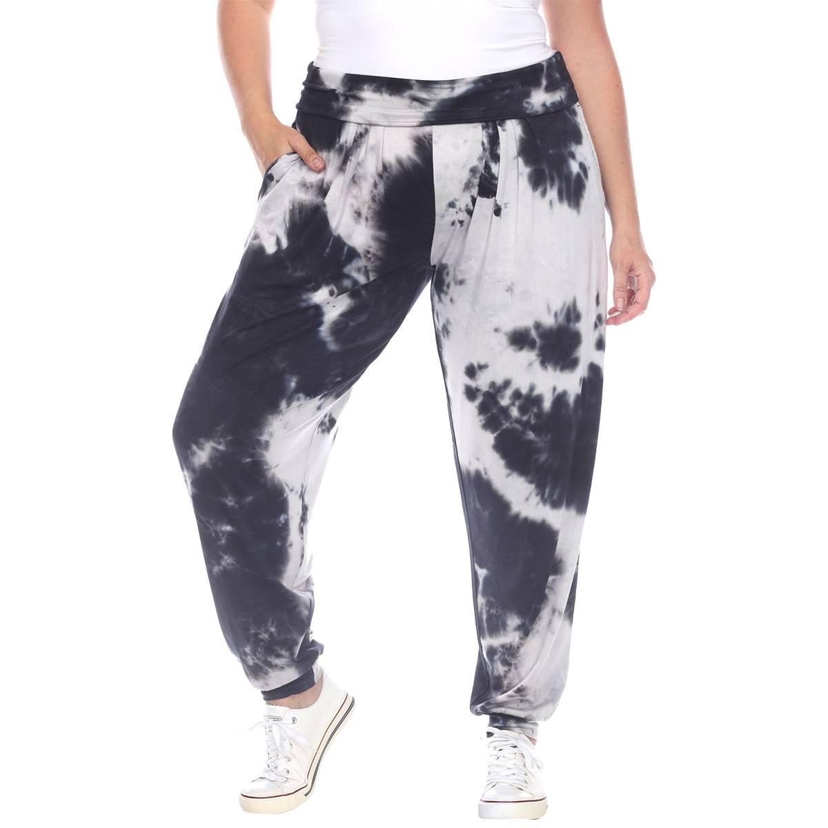 Plus Size White Mark Tie Dye Harem Pants