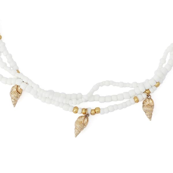 Steve Madden Vintage Luxe Shell Beaded Layered Necklace