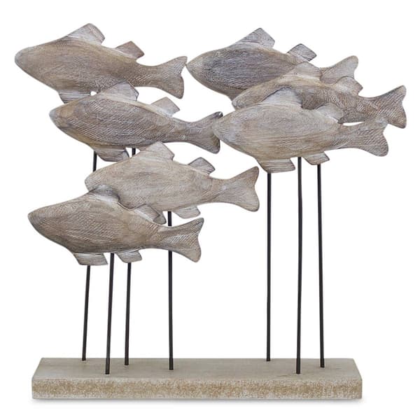 Melrose Wooden Fish School Sculpture - image 