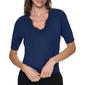 Womens DKNY Short Sleeve V Neck Lace Trim Sweater - image 1
