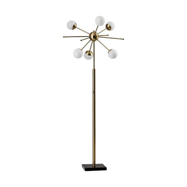 HomeRoots 64in. Brass Six Light LED Novelty Floor Lamp